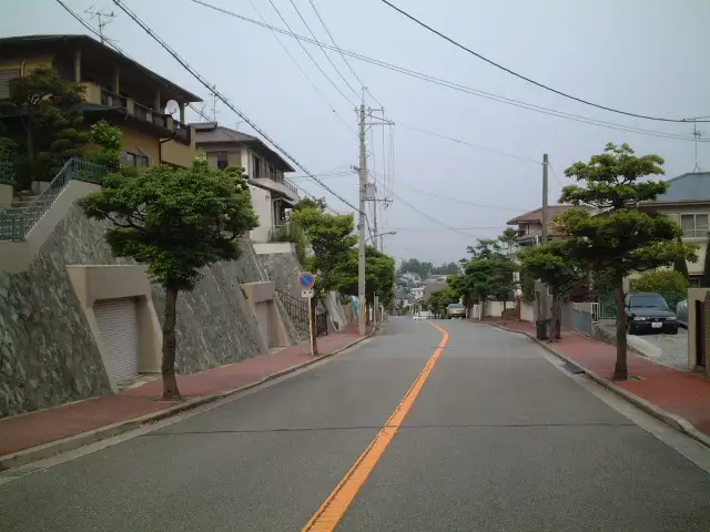『逆瀬台2丁目』近景。区画の整った邸宅街で、道幅も広く、ゆったりしています。