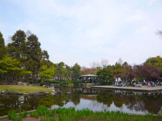 近松門左衛門由来の『近松公園』。敷地内には木々が多く、桜の名所でもあります。