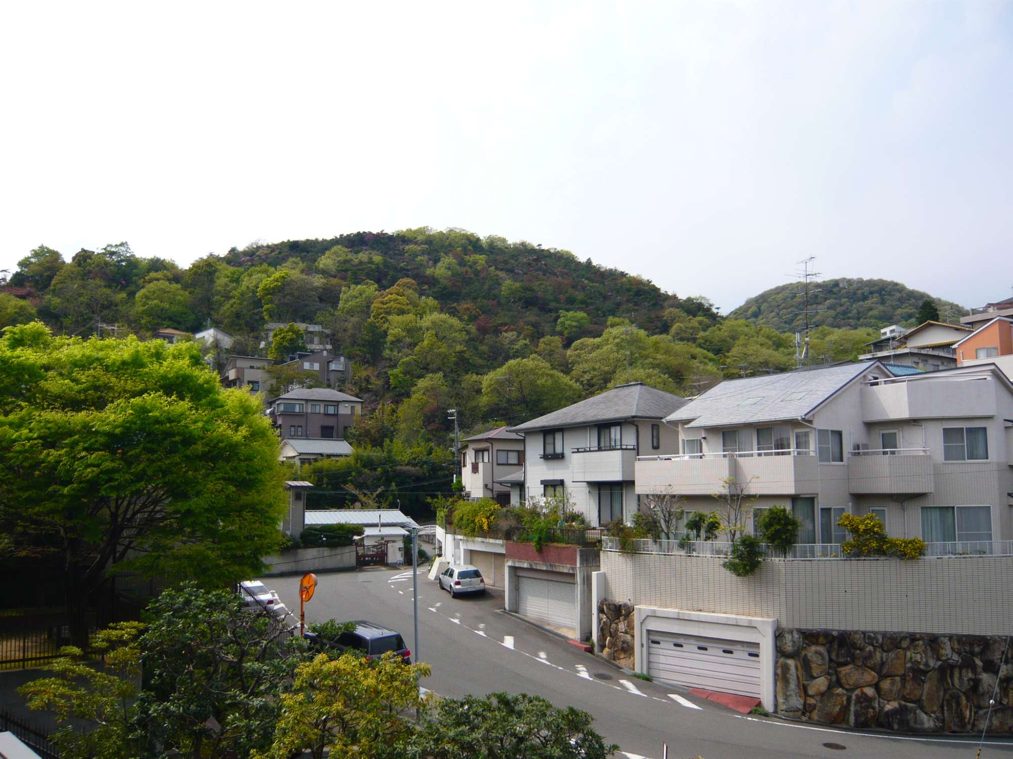 『甲陽園東山町』近景。一戸建てが中心に並ぶ静かな住宅地。山の緑に囲まれた、自然豊かな住環境です