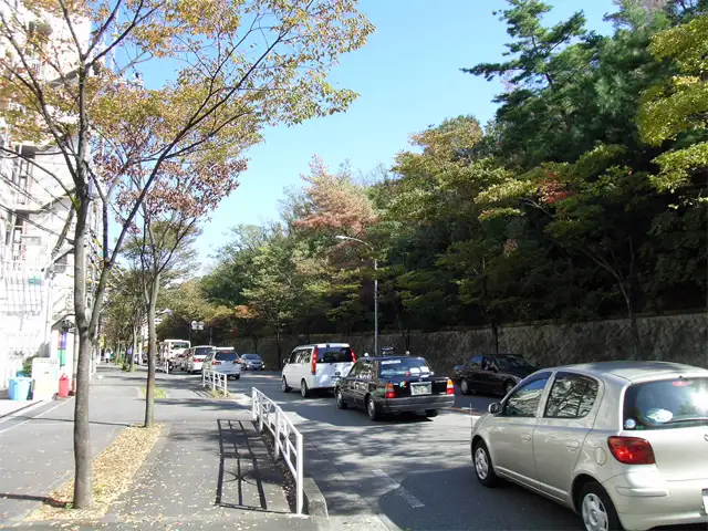 すぐ南側には緑豊かな千里緑地が広がっています。
