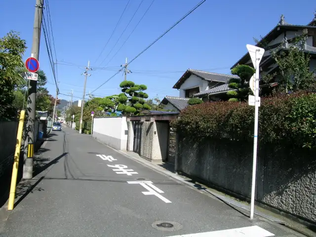 区画の整った『清風荘』の町並み。生け垣のある家が多く、緑豊かな印象です。