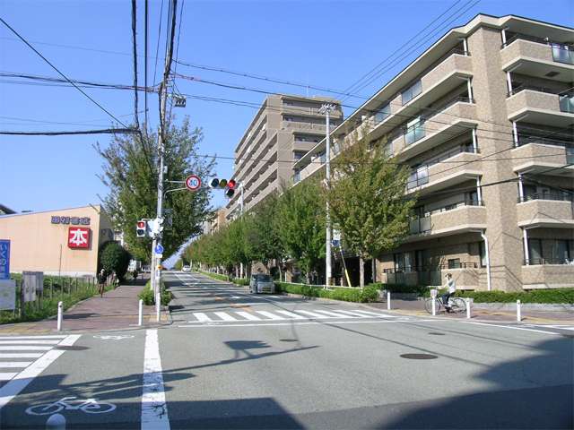 区画の整った『上山手町』、『佐井寺南が丘』周辺。マンションと一戸建てが混在しています。