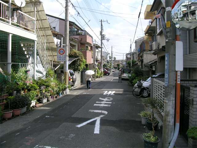 道幅が狭く、入り組んだ街並の『金田町』周辺