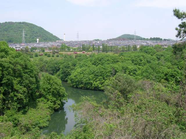 大きな池の周りに森が広がる『深山池公園』。周囲には遊歩道があり、ジョギングやウォーキングが楽しめます。