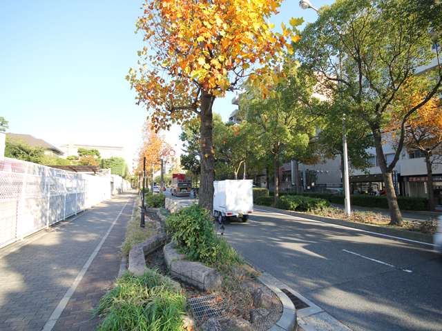 街路樹や生垣のある家が多く、たいへん緑豊かな住環境。おしゃれなお店も点在しています。
