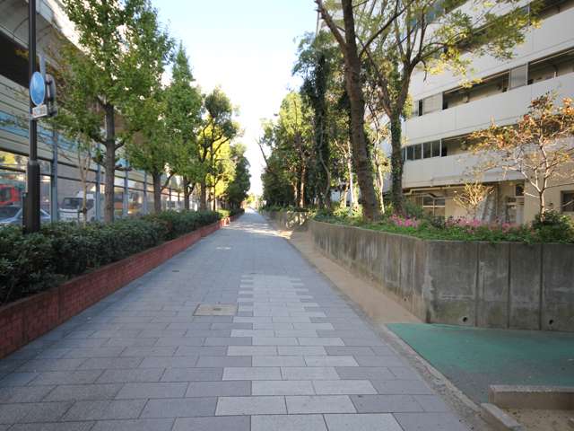 国道43号線沿いには、防音壁と植栽スペースが設けられています。また阪神高速もあり、車での移動に便利です。