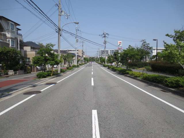 街路樹が植えられ、緑豊かな印象の街並みです。