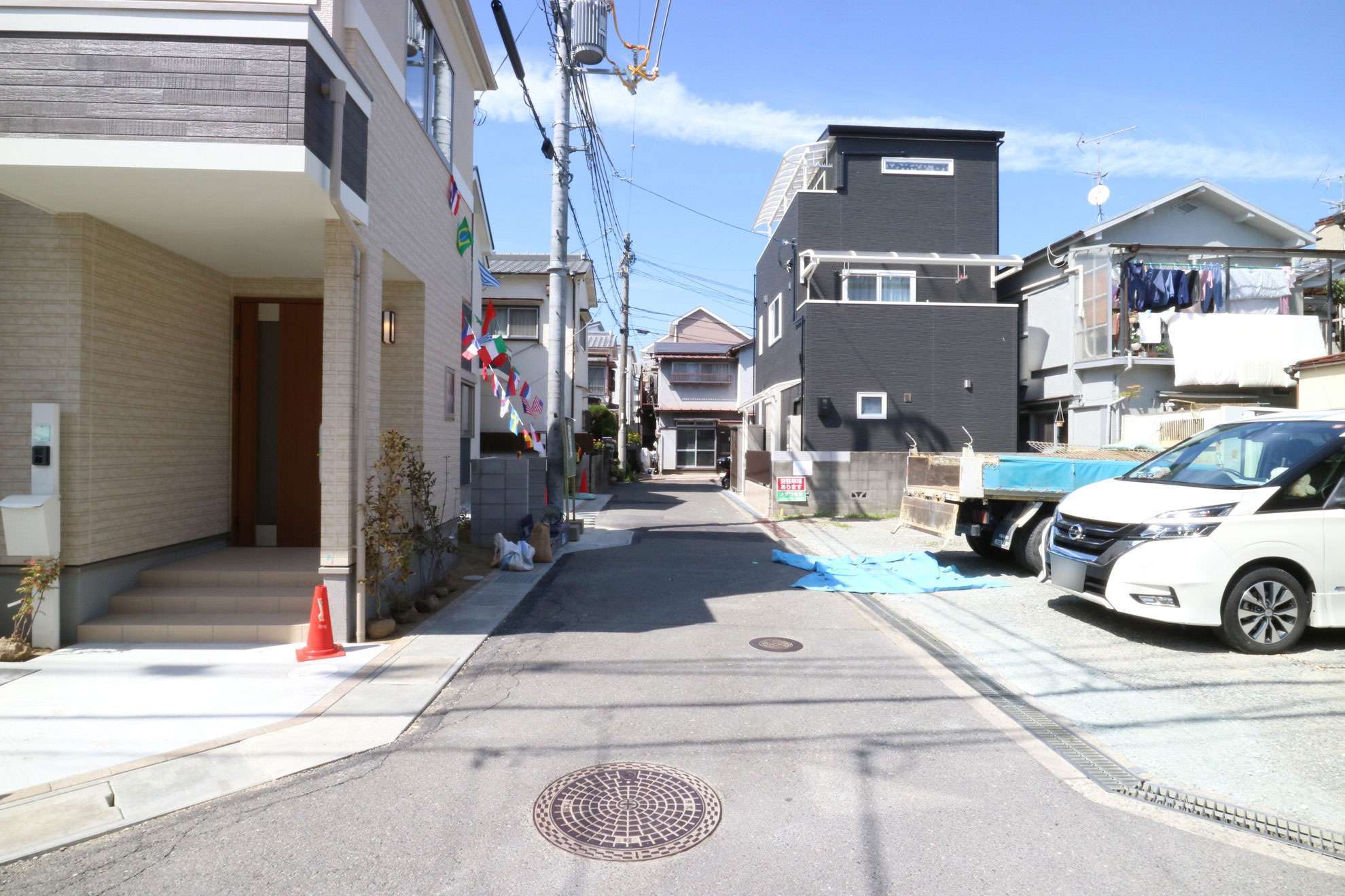 新しい一戸建てが建設されているエリア。