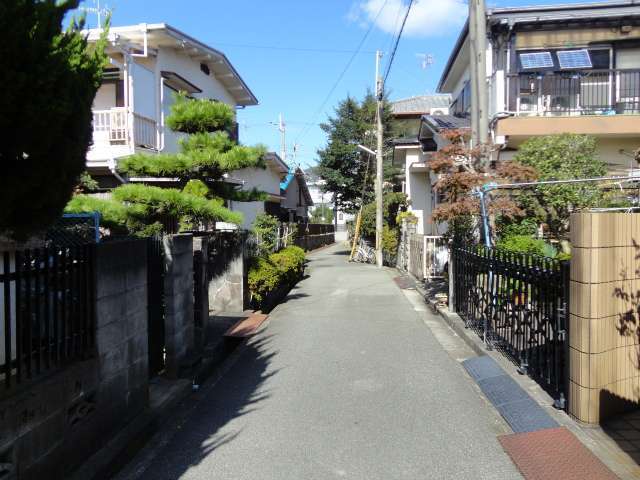 町の東部を南方向から見た景色。緑豊かな一戸建てが多く見られます。