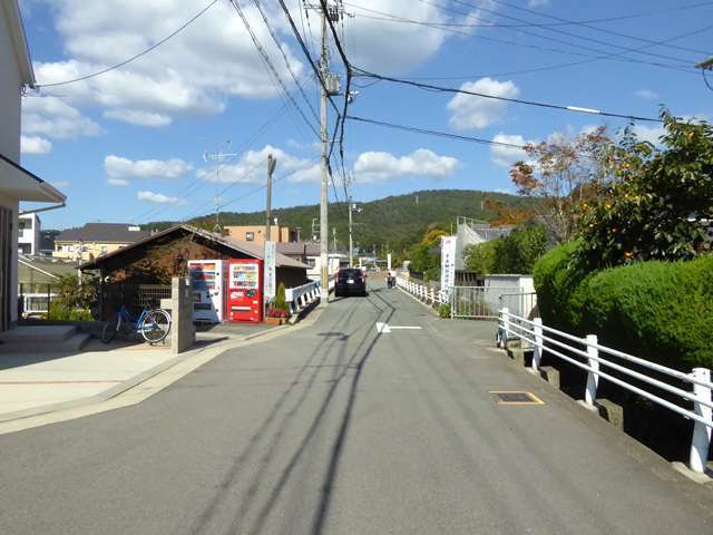 町の東部を南方向から見た景色。奥には山林が広がっています。
