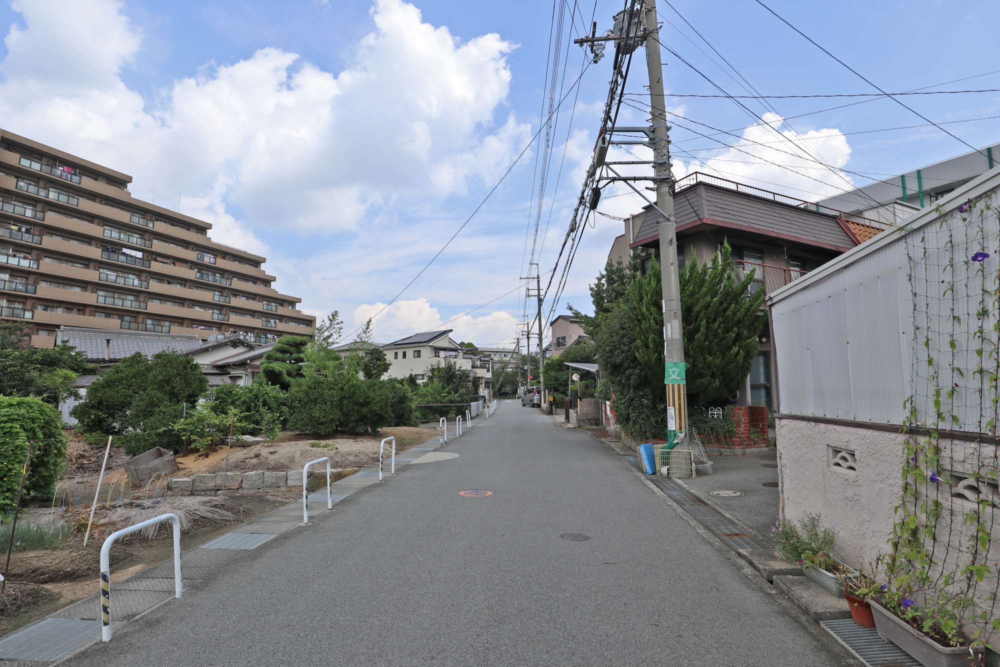 マンションや一戸建てが混在する住宅地です。