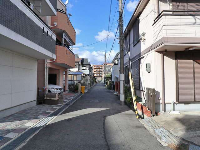 一戸建てやマンションなどが混在しています。