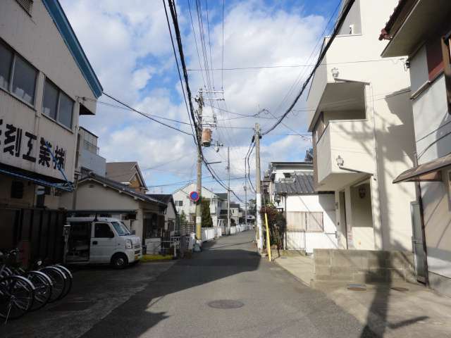 一戸建てやアパートの他、工場などが混在する住宅地。