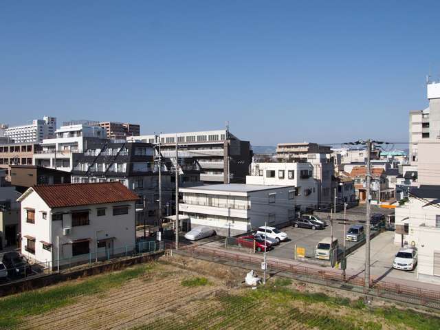 田畑が点在し、生垣のある家が多く、緑豊かな印象の街並み。