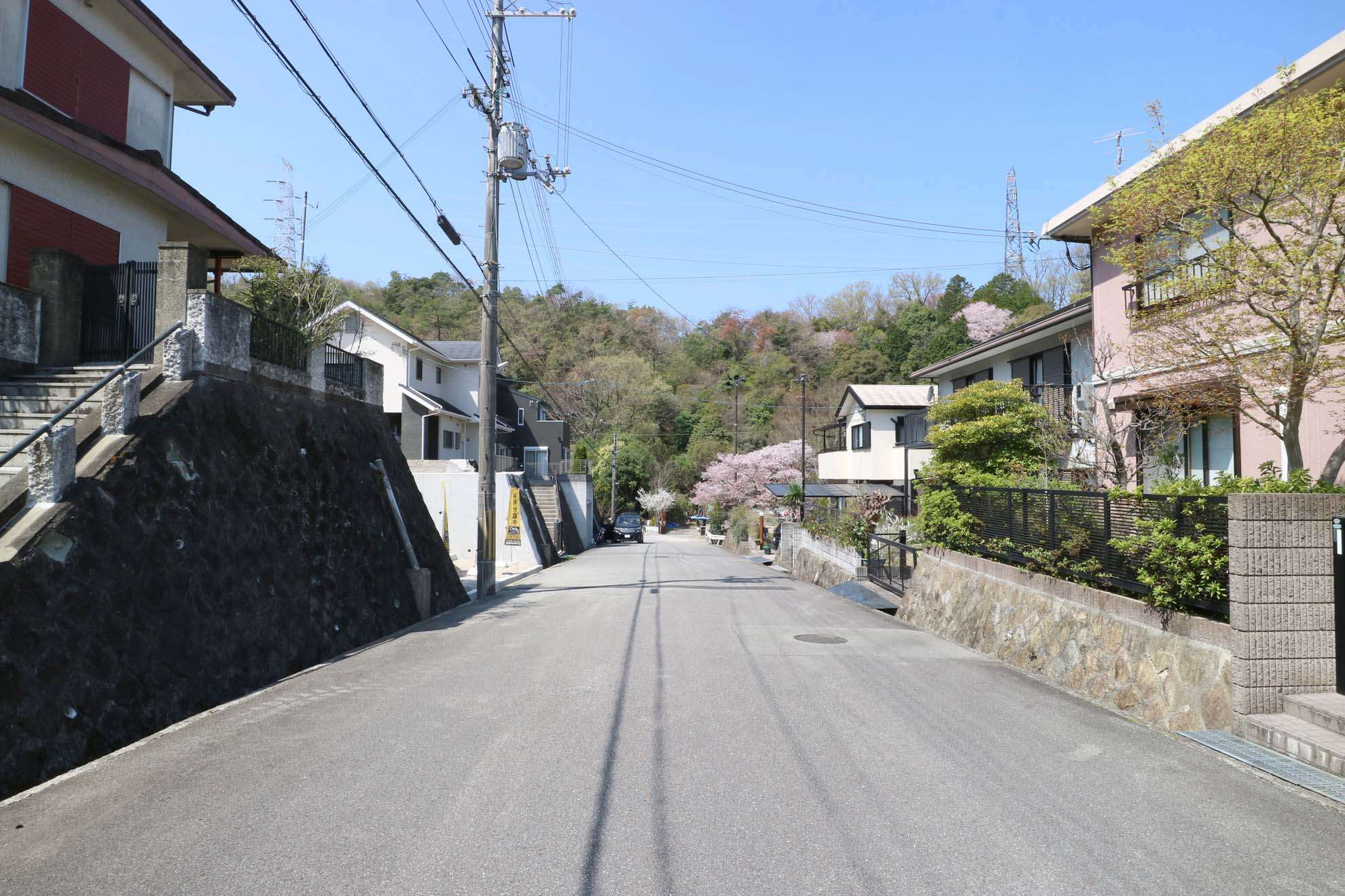 高台の緑豊かな住宅地。春には桜が楽しめます。