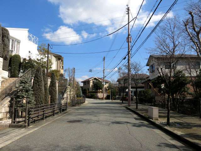 第1種低層住居専用地域に指定され、敷地の広い一戸建てが立ち並んでいます。