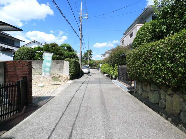 生垣のある家が多く、緑豊かな印象の街並みです。