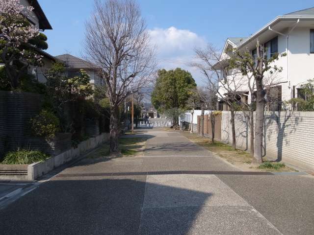 町の北部を南方向から見た景色。各所に遊歩道が整備されています。