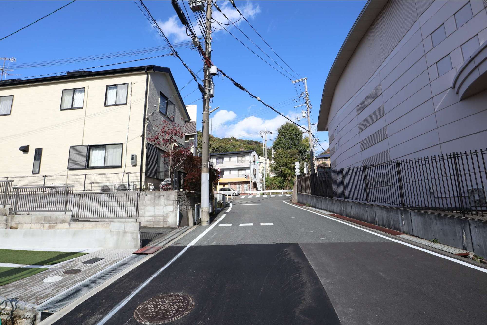 町のすぐ北側まで山林が広がっています。