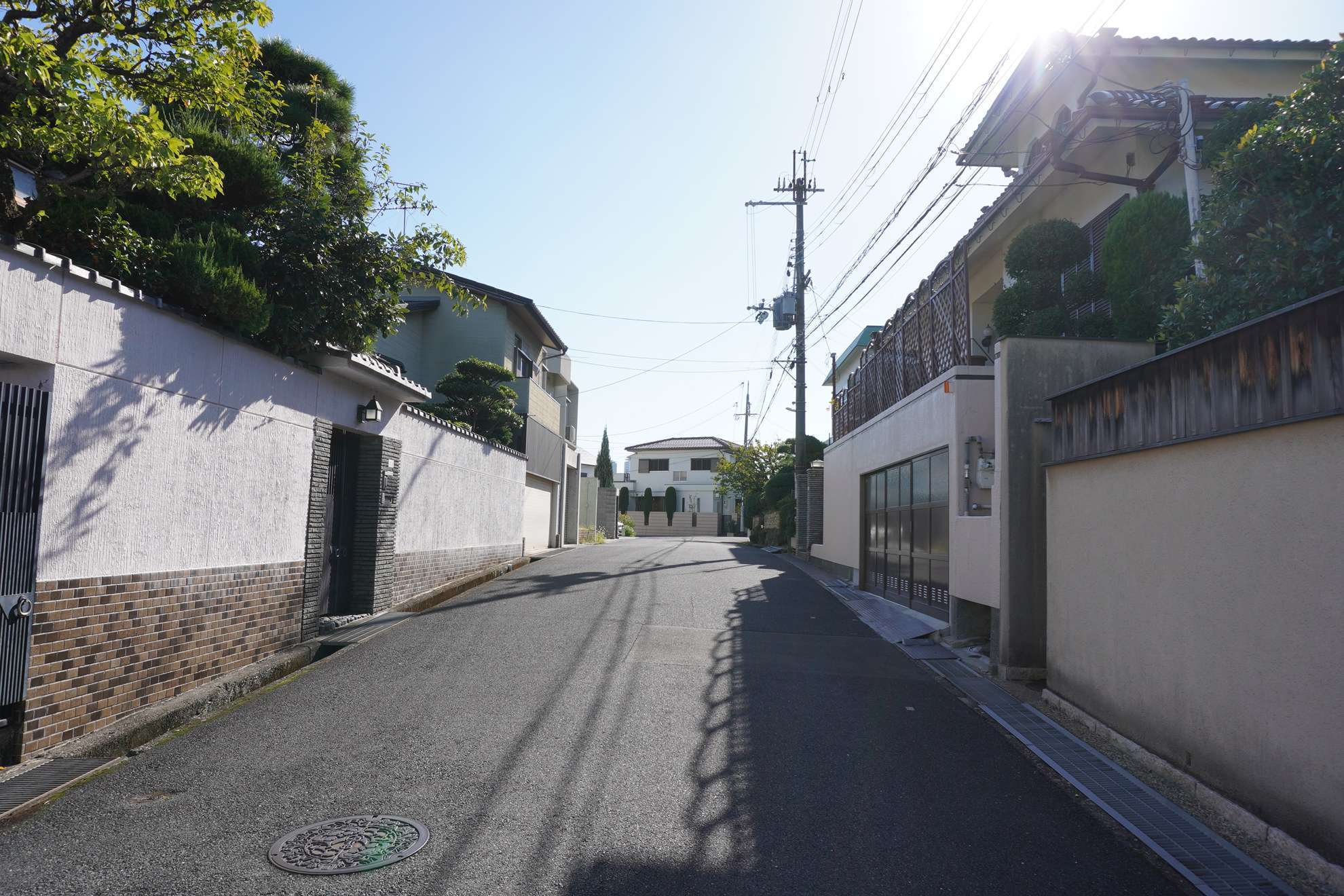 敷地の広い一戸建てがならんでいます。