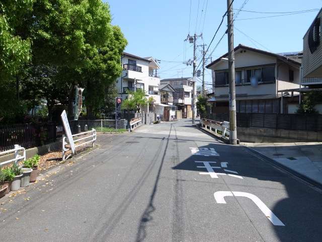 町の南西部を南西方向から見た景色。左側には公園があります。