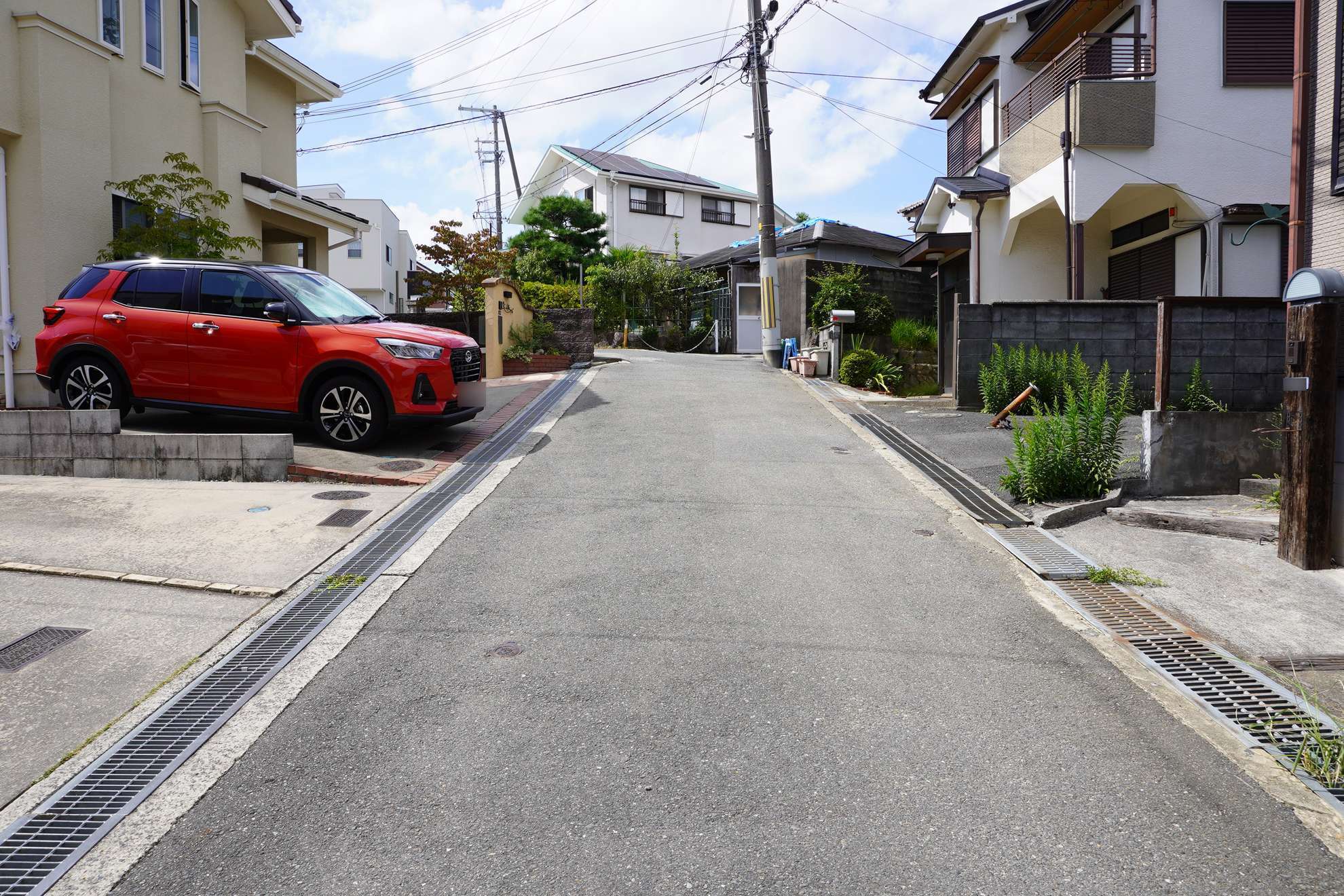 町の中央部は、一戸建てが中心の住宅地です。