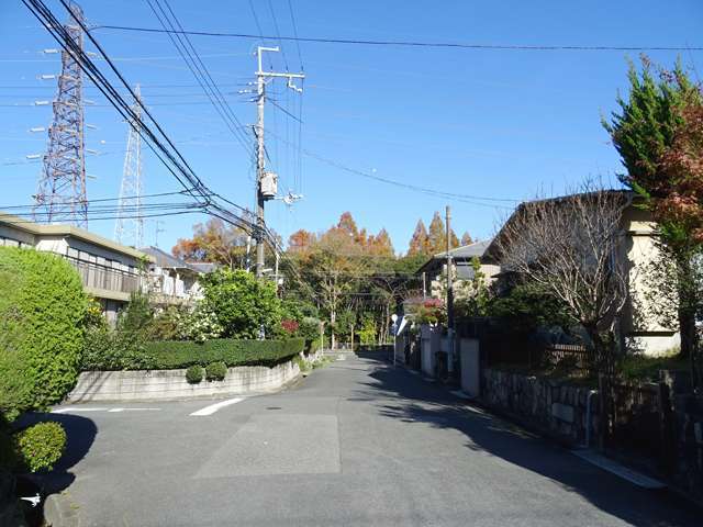 町の東部を南西方向から見た景色。奥には千里緑地が広がっています。