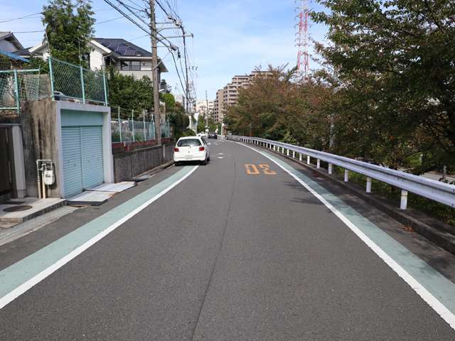 町の南東部を南方向から見た景色。計画的な街並みが広がっています。