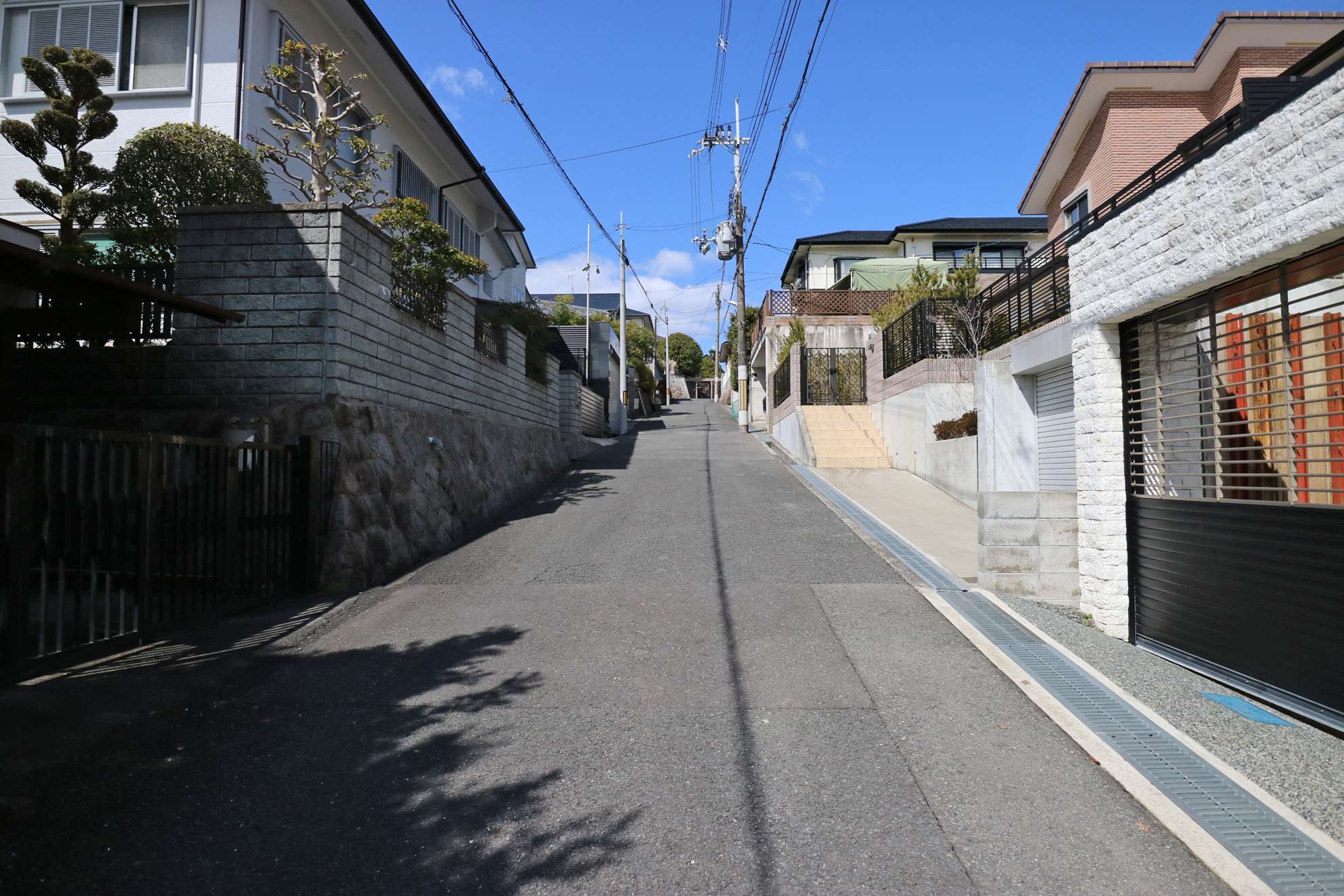 第1種低層住居専用地域の地域が中心で、一戸建てが多く並んでいます。