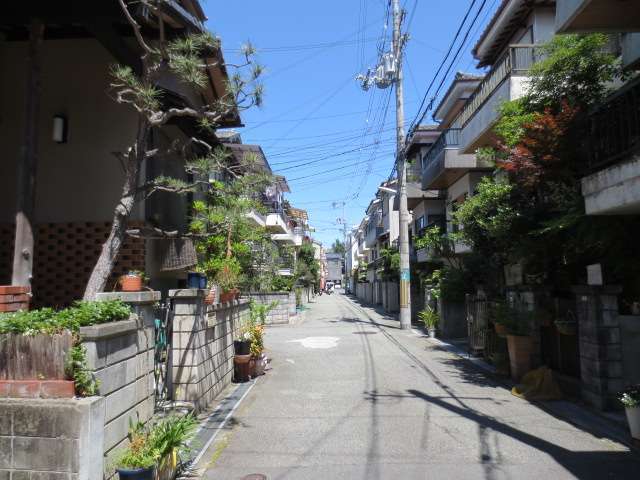 町の南部を西方向から見た景色。緑豊かな住居が多いです。