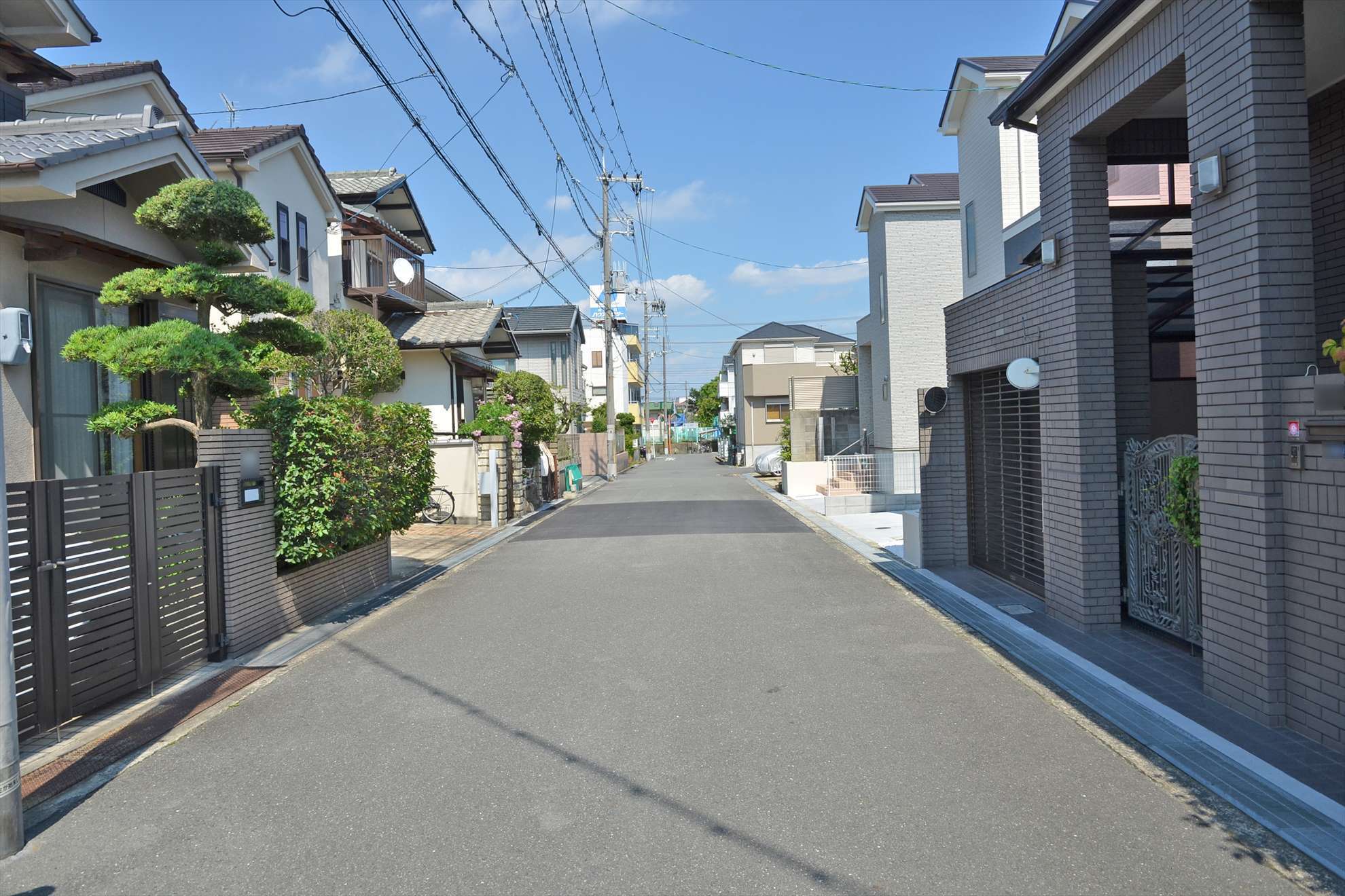生垣や植栽のある家も多く、町中でも緑を感じます。