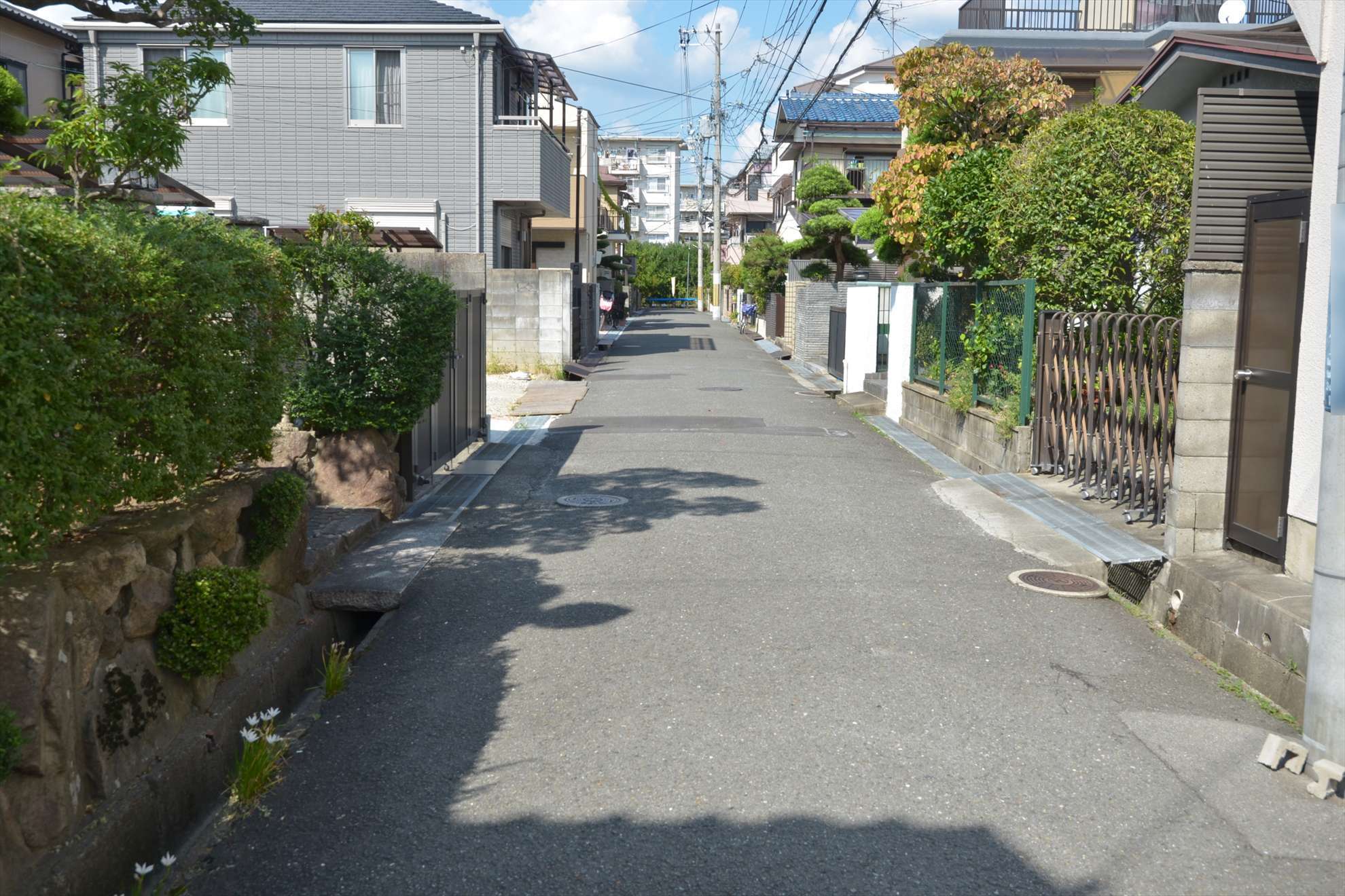 一戸建てが中心ですが、小規模なマンションやハイツも点在しています。