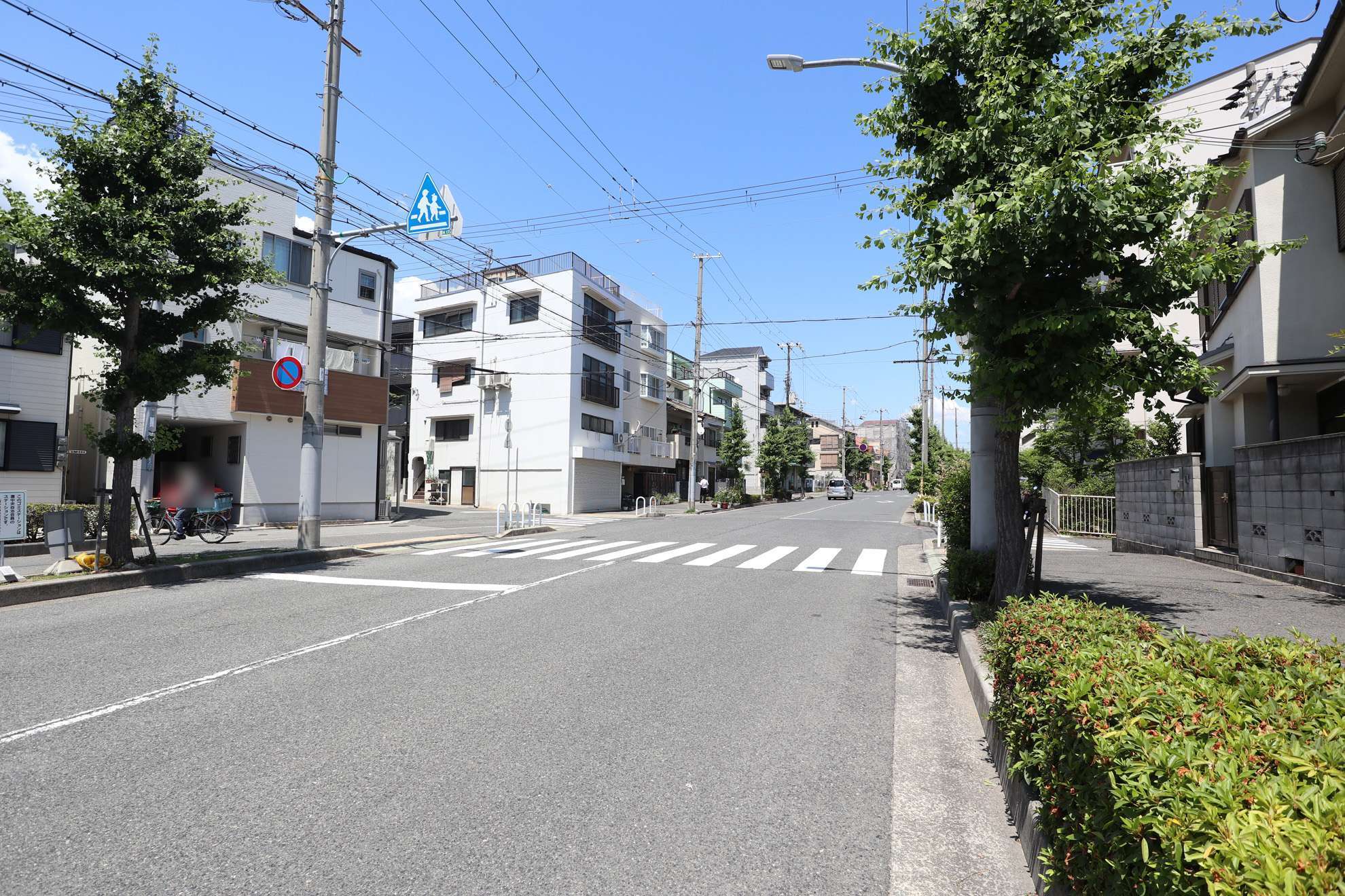 町の北側・西側には二車線の道路が通っています。
