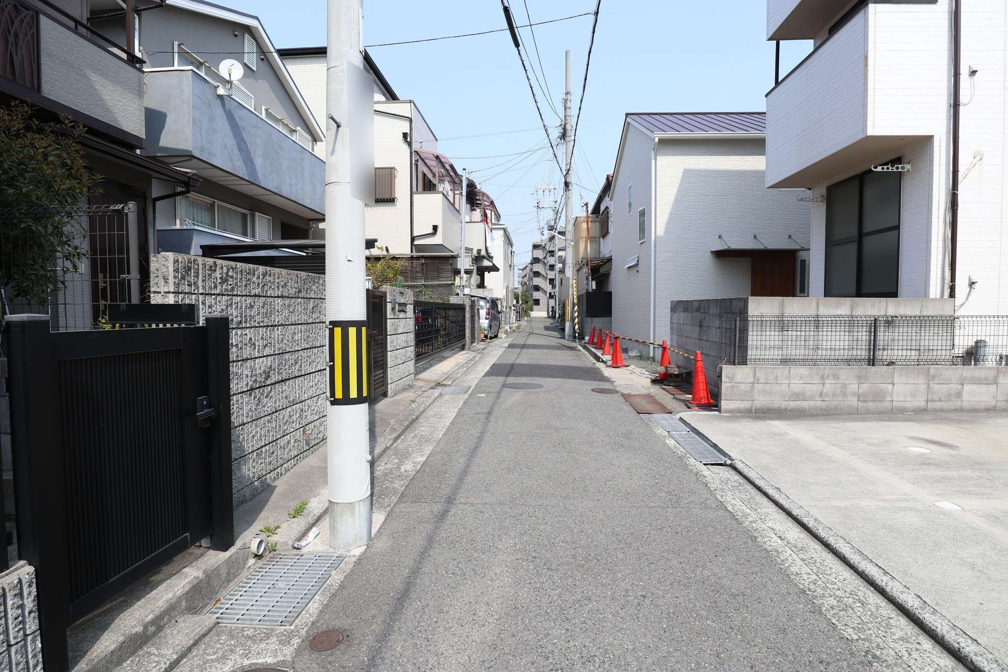 町の北側は、一戸建てが中心に立ち並んでいます。