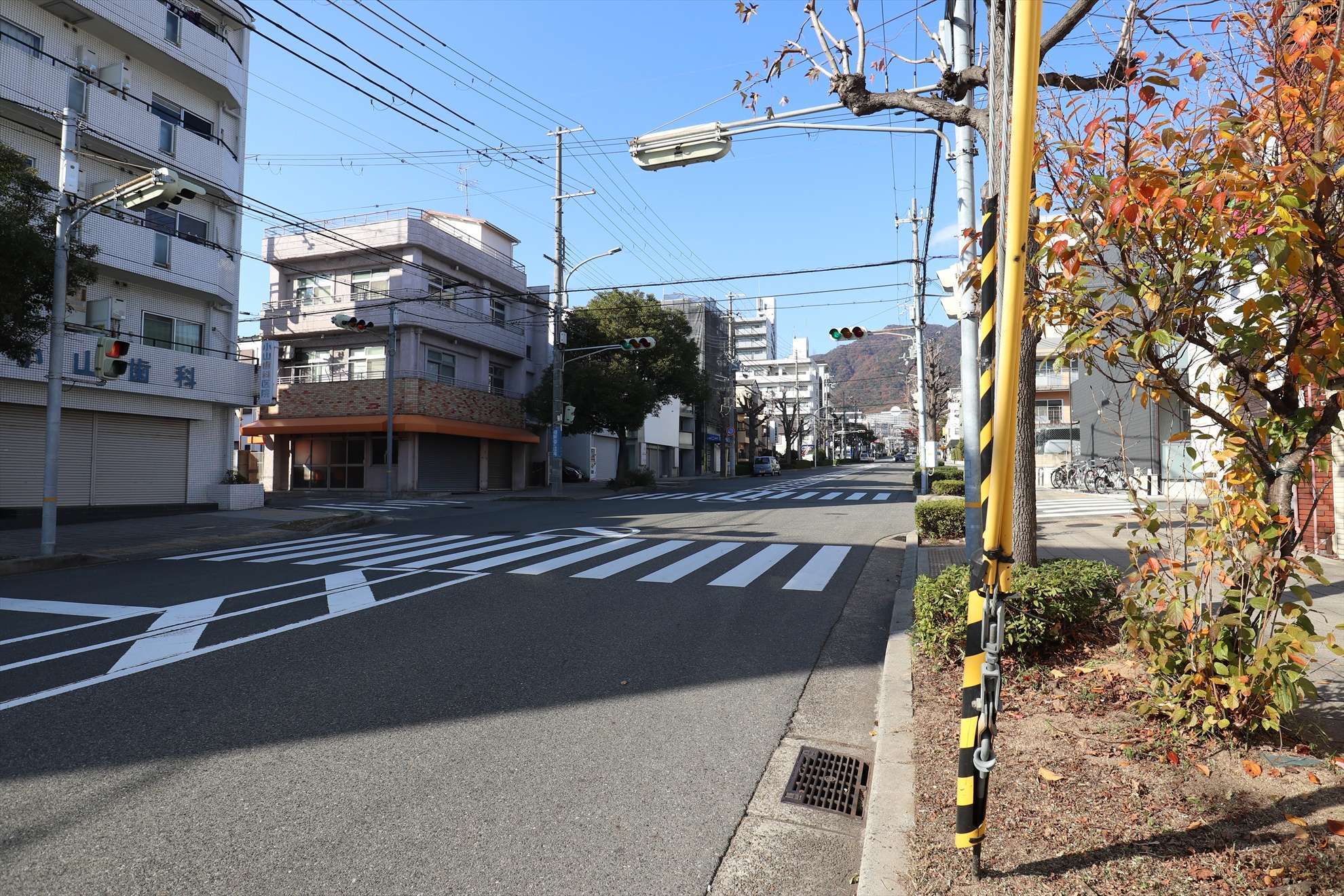 南斜面地に位置し、坂道があります。