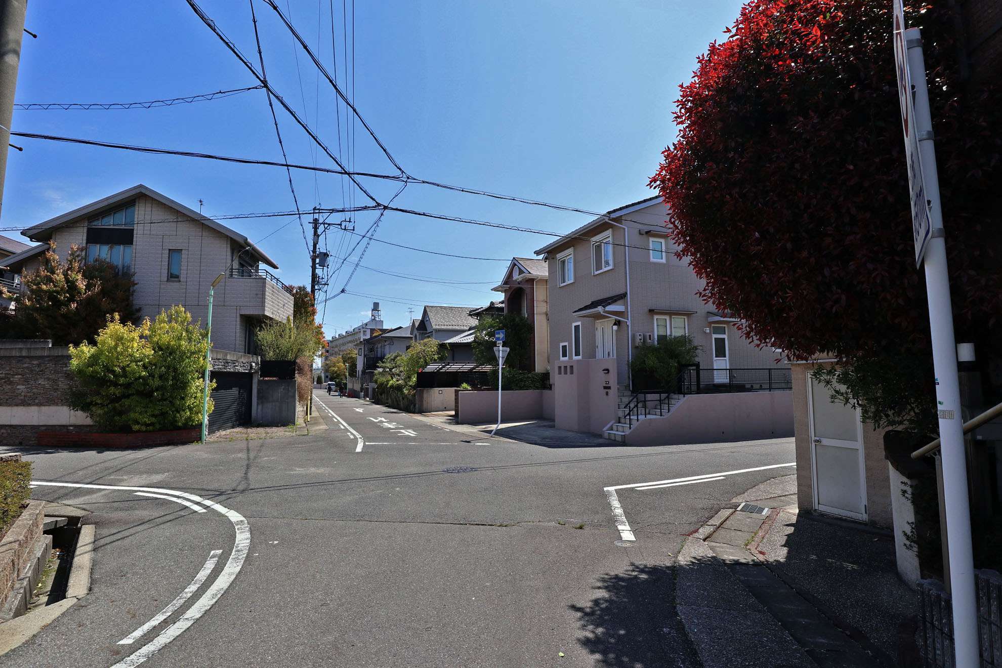 一戸建てが中心の住宅地。
