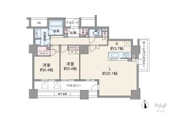 シエリアタワーなんば8780万円：間取り図