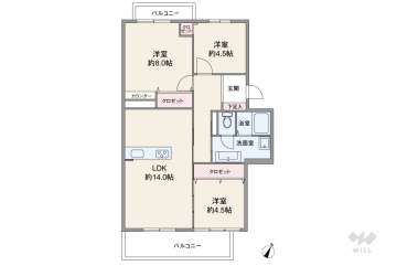 公団千里緑丘団地１６号棟2198万円：間取り図