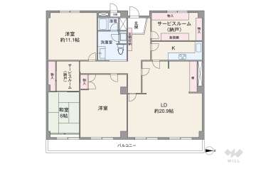 芦屋サンプラザ3380万円：間取り図