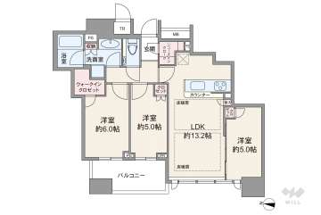 シティタワー梅田東9970万円：間取り図