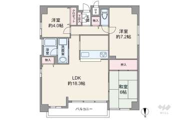 ペルル西長堀3780万円：間取り図