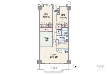 レックスパーク猪名川1380万円：間取り図