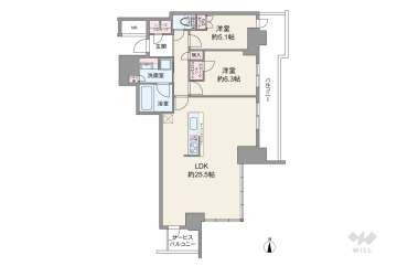 シエリアタワー大阪堀江14800万円：間取り図