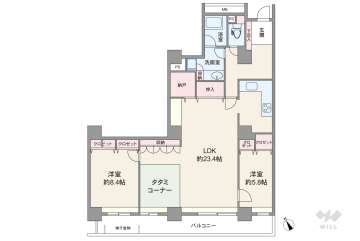 ＲＩＣウエストコート3番街1番館3480万円：間取り図