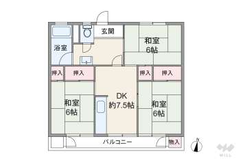 島田東団地Ｄ棟195万円：間取り図