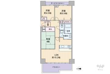 東急ドエルアルス緑地公園A棟2990万円：間取り図