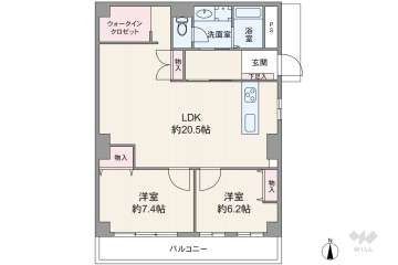 与力町スカイハイツ3780万円：間取り図