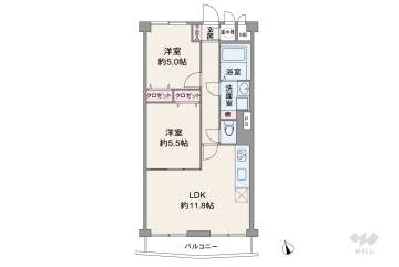 ライオンズマンション緑地公園　2280万円：間取り図