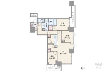 シエリアタワー大阪堀江12480万円：間取り図