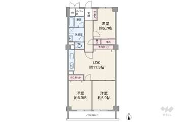 芦屋翠ヶ丘パークマンション2280万円：間取り図